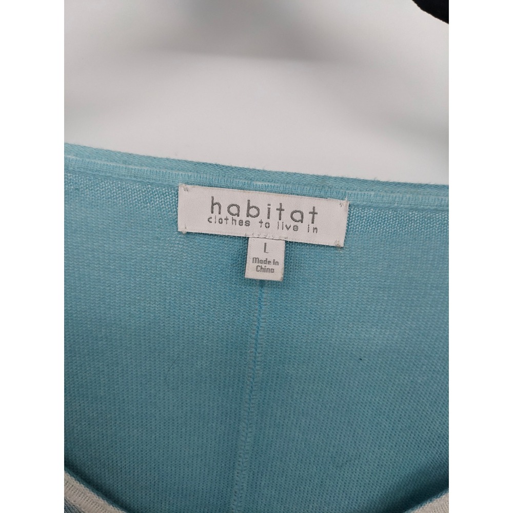 Habitat Sweater Womens Large Blue Marled V Neck Knit Top Soft Lightweight Casual - Picture 8 of 11